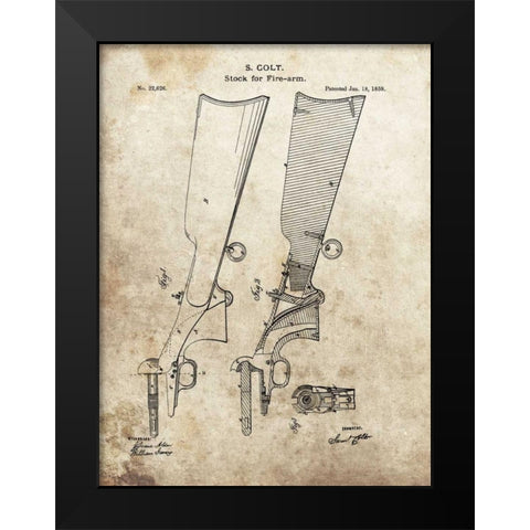 Colt Firearm Stock,1859 Black Modern Wood Framed Art Print by Sproul, Dan