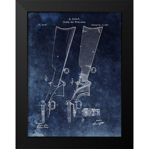 Firearm Stock,1859-Blue Black Modern Wood Framed Art Print by Sproul, Dan