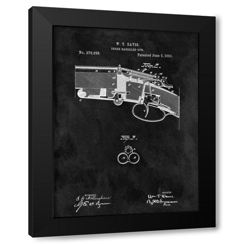 Three Barreled Gun - 1883-Black Black Modern Wood Framed Art Print by Sproul, Dan