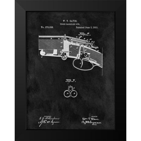 Three Barreled Gun - 1883-Black Black Modern Wood Framed Art Print by Sproul, Dan