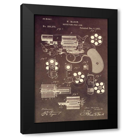 Revolving Firearm - 1881-Brown Black Modern Wood Framed Art Print with Double Matting by Sproul, Dan