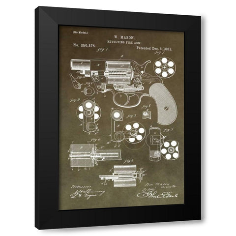 Revolving Firearm - 1881-Green Black Modern Wood Framed Art Print by Sproul, Dan