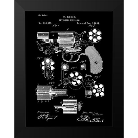 Revolving Firearm - 1881-Black Black Modern Wood Framed Art Print by Sproul, Dan