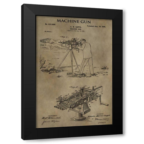 Machine Gun - 1899 Black Modern Wood Framed Art Print by Sproul, Dan