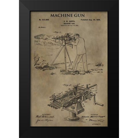 Machine Gun - 1899 Black Modern Wood Framed Art Print by Sproul, Dan