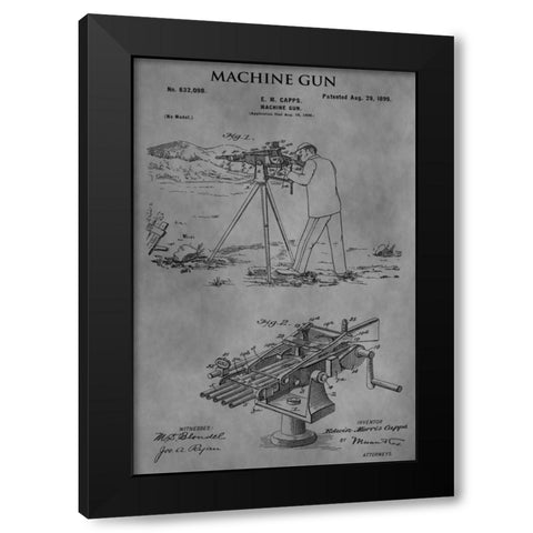 Machine Gun - 1899-Gray Black Modern Wood Framed Art Print with Double Matting by Sproul, Dan
