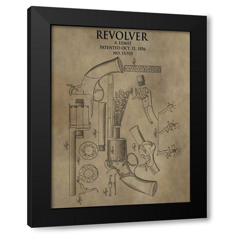 Revolver. 1856 Black Modern Wood Framed Art Print by Sproul, Dan