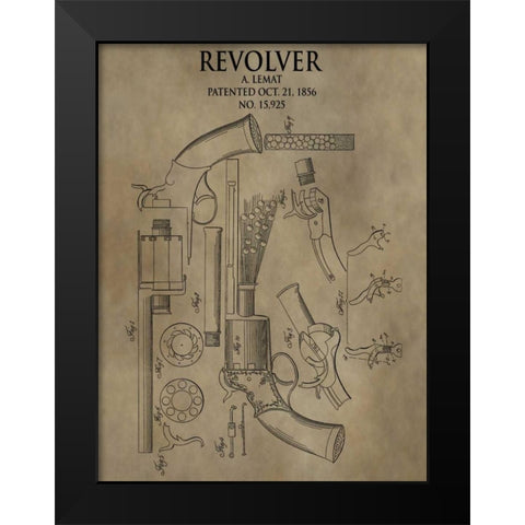 Revolver. 1856 Black Modern Wood Framed Art Print by Sproul, Dan