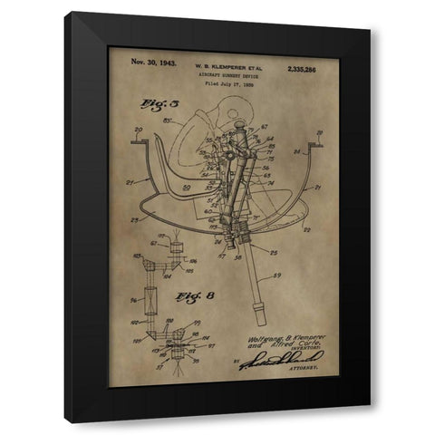 Aircraft Gunnery Device - 1939 Black Modern Wood Framed Art Print by Sproul, Dan
