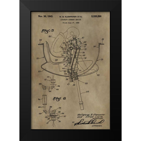 Aircraft Gunnery Device - 1939 Black Modern Wood Framed Art Print by Sproul, Dan