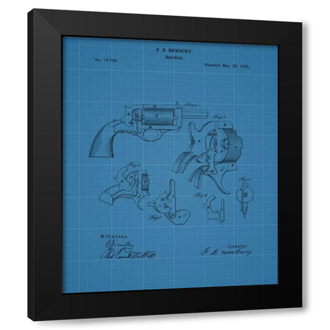 Revolver - 1858 Black Modern Wood Framed Art Print by Sproul, Dan