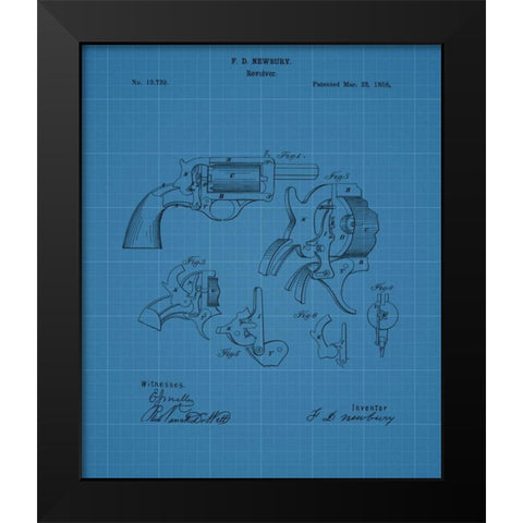 Revolver - 1858 Black Modern Wood Framed Art Print by Sproul, Dan