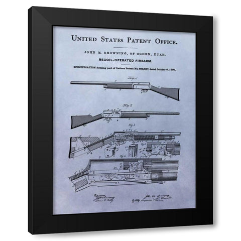 Browning Recoil Firearm - 1900 Black Modern Wood Framed Art Print by Sproul, Dan