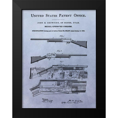 Browning Recoil Firearm - 1900 Black Modern Wood Framed Art Print by Sproul, Dan