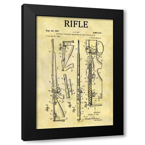 Bolt Action Mechanisim - 1956 Black Modern Wood Framed Art Print with Double Matting by Sproul, Dan