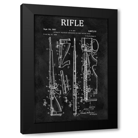 Bolt Action Mechanisim - 1956-C Black Modern Wood Framed Art Print by Sproul, Dan