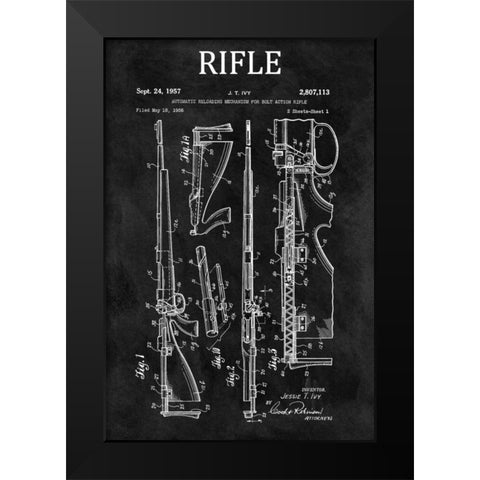 Bolt Action Mechanisim - 1956-C Black Modern Wood Framed Art Print by Sproul, Dan