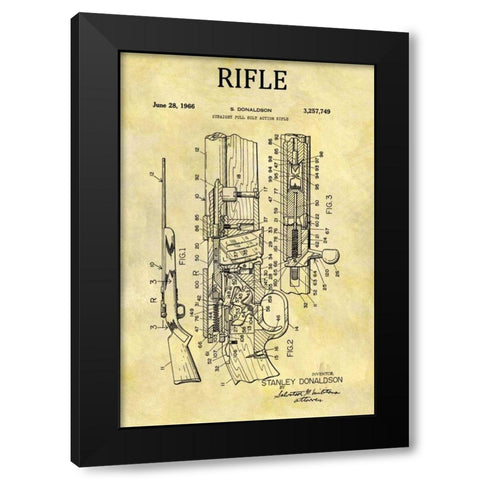Straight Full Bolt Action Rifl Black Modern Wood Framed Art Print by Sproul, Dan