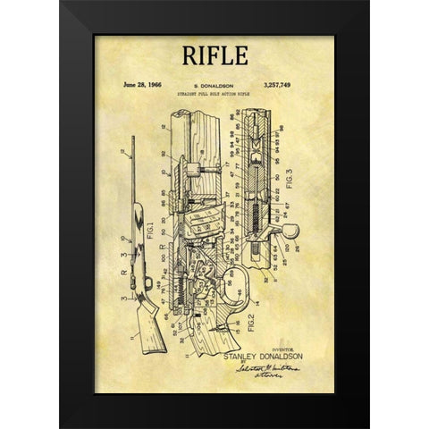 Straight Full Bolt Action Rifl Black Modern Wood Framed Art Print by Sproul, Dan