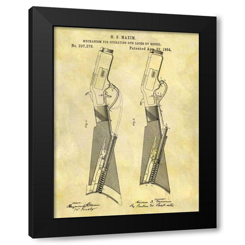 Gun Lock Recoil - 1884 Black Modern Wood Framed Art Print by Sproul, Dan