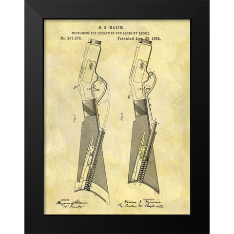 Gun Lock Recoil - 1884 Black Modern Wood Framed Art Print by Sproul, Dan