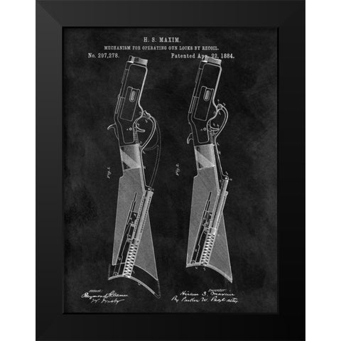 Gun Lock Recoil - 1884-Chalkboa Black Modern Wood Framed Art Print by Sproul, Dan