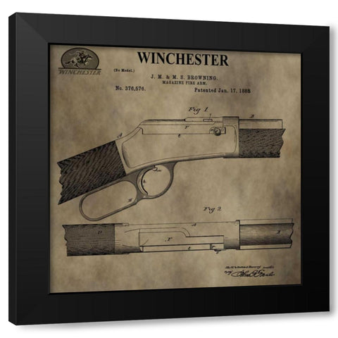 Winchester Magazine Fire Arm, Black Modern Wood Framed Art Print by Sproul, Dan