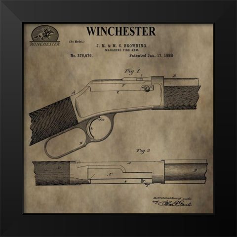 Winchester Magazine Fire Arm, Black Modern Wood Framed Art Print by Sproul, Dan
