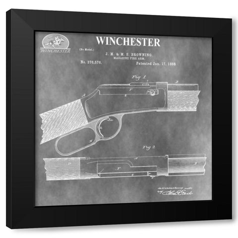 Winchester Magazine Fire Arm, Black Modern Wood Framed Art Print by Sproul, Dan