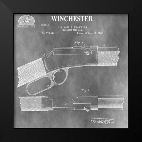 Winchester Magazine Fire Arm, Black Modern Wood Framed Art Print by Sproul, Dan