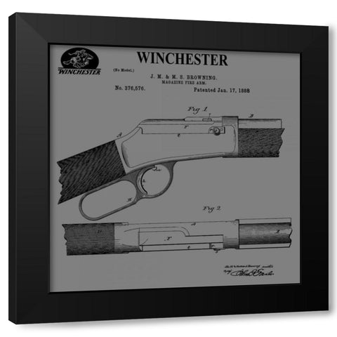 Winchester Magazine Fire Arm, Black Modern Wood Framed Art Print with Double Matting by Sproul, Dan