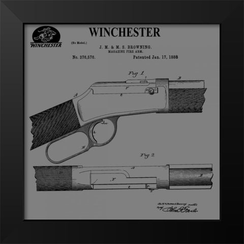 Winchester Magazine Fire Arm, Black Modern Wood Framed Art Print by Sproul, Dan