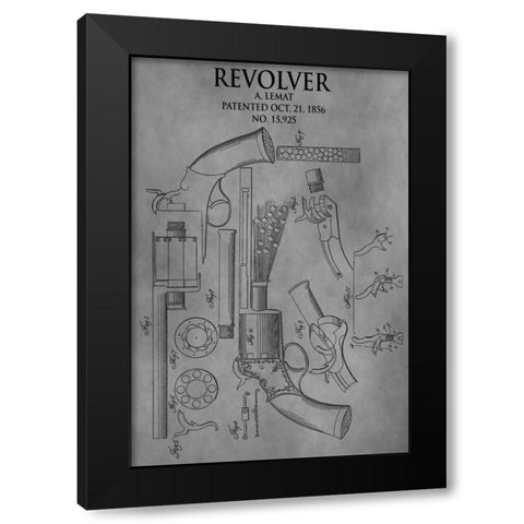 Revolver - 1856 Black Modern Wood Framed Art Print by Sproul, Dan