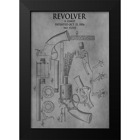 Revolver - 1856 Black Modern Wood Framed Art Print by Sproul, Dan