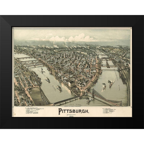 Pittsburgh Black Modern Wood Framed Art Print by Sproul, Dan