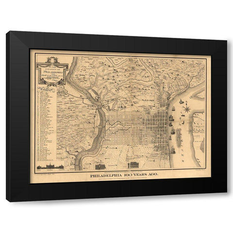 Philadelpia Black Modern Wood Framed Art Print by Sproul, Dan