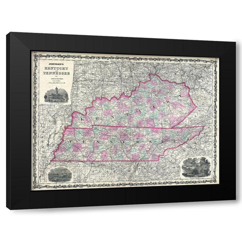 Kentucky and Tennessee Black Modern Wood Framed Art Print by Sproul, Dan