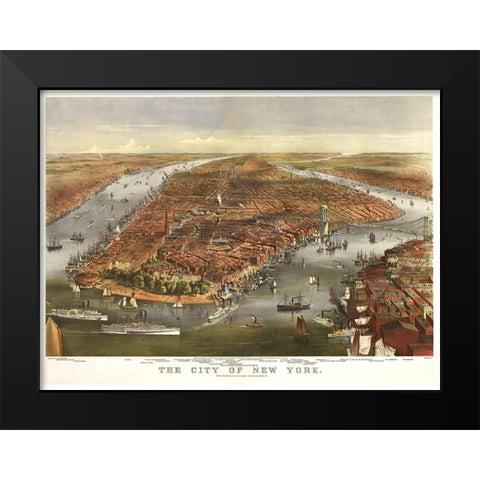 The City of New York Black Modern Wood Framed Art Print by Sproul, Dan
