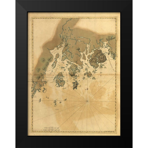 Maine Coast Black Modern Wood Framed Art Print by Sproul, Dan