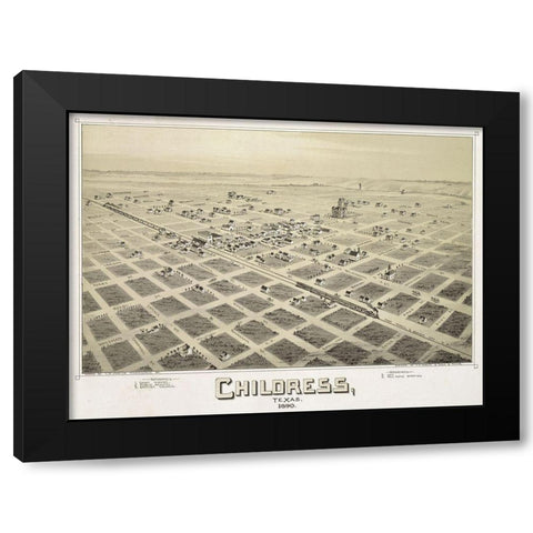 Childress, TX - 1890 Black Modern Wood Framed Art Print with Double Matting by Sproul, Dan