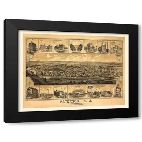 Paterson, NJ-1880 Black Modern Wood Framed Art Print with Double Matting by Sproul, Dan
