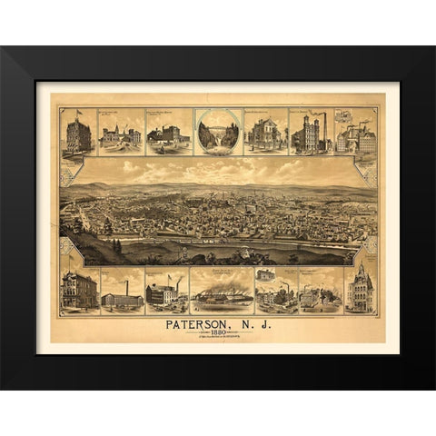 Paterson, NJ-1880 Black Modern Wood Framed Art Print by Sproul, Dan