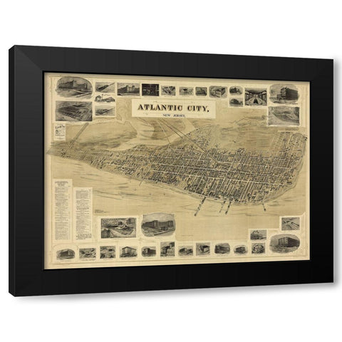 Atlantic City Black Modern Wood Framed Art Print by Sproul, Dan
