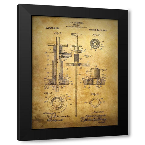 Beer Tap 1912 Black Modern Wood Framed Art Print by Sproul, Dan