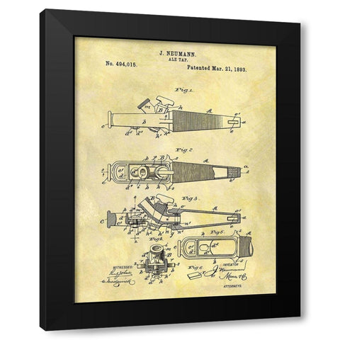 Ale Tap 1893 Black Modern Wood Framed Art Print with Double Matting by Sproul, Dan