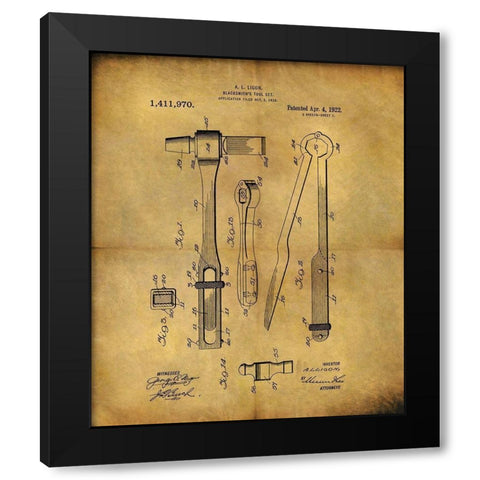 Blacksmiths Tool 1922 Black Modern Wood Framed Art Print by Sproul, Dan