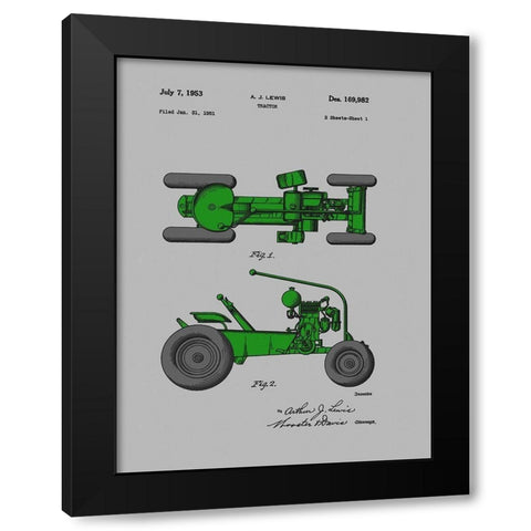 Tractor 1953 Black Modern Wood Framed Art Print by Sproul, Dan