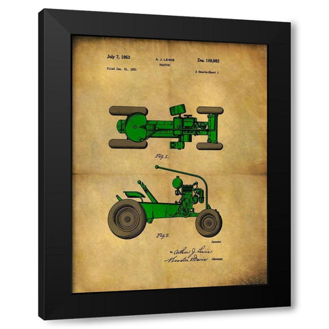 Tractor 1953 - II Black Modern Wood Framed Art Print with Double Matting by Sproul, Dan