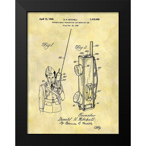 Portable Radio 1948 Black Modern Wood Framed Art Print by Sproul, Dan