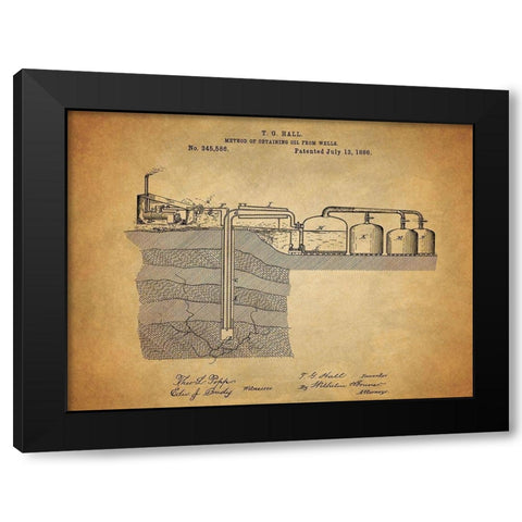 Oil Wells 1886 Black Modern Wood Framed Art Print with Double Matting by Sproul, Dan